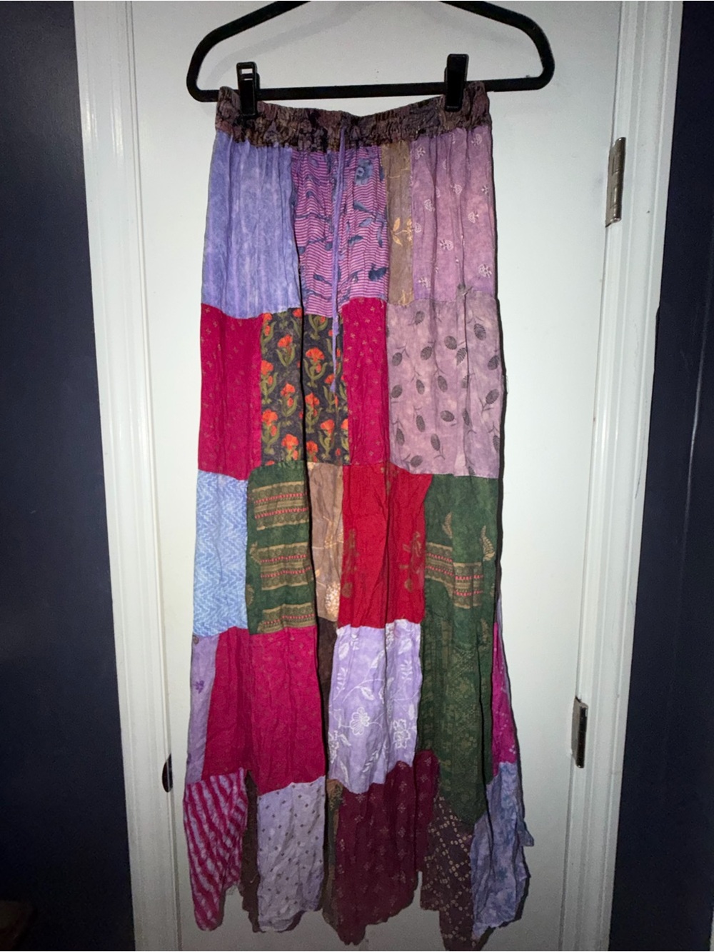 Patchwork Bohemian Maxi Skirt - Pink & Multicolor